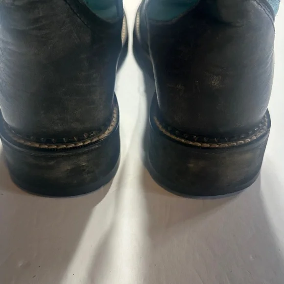 Ariat leather upper Turquoise purple & Black Western Cowboy Boots w pull tabs 9 - Picture 7 of 11